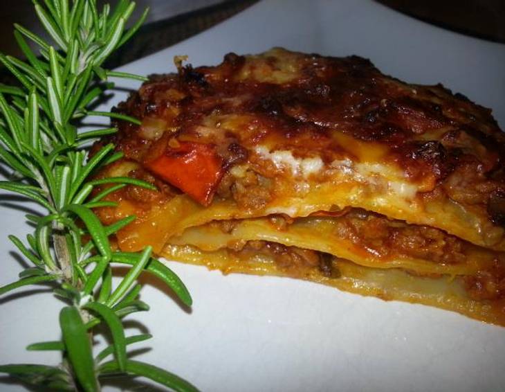 Kürbis-Lasagne mit Faschiertem