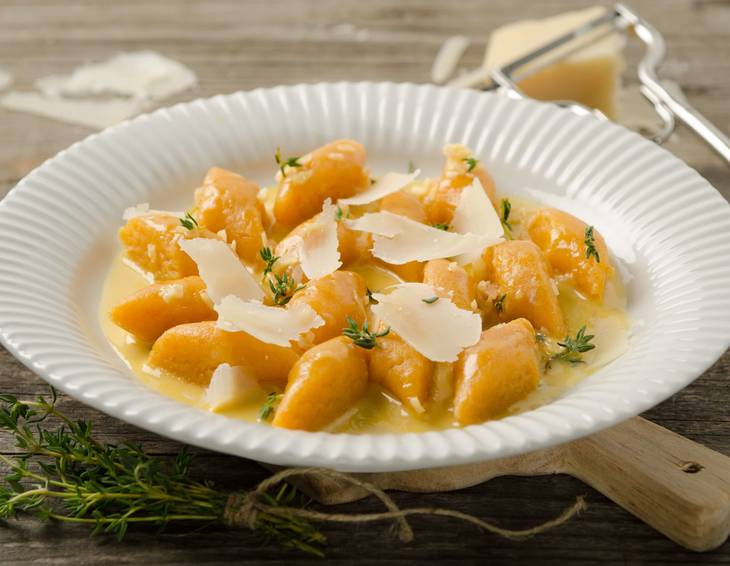 Kürbisgnocchi mit Käsesauce