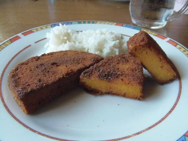 Kürbisschnitzel gebacken