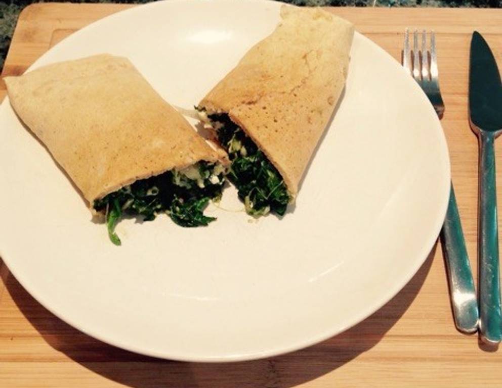 Palatschinke mit Schafkäse und Blattspinat Palatschinke mit Schafkäse und Blattspinat