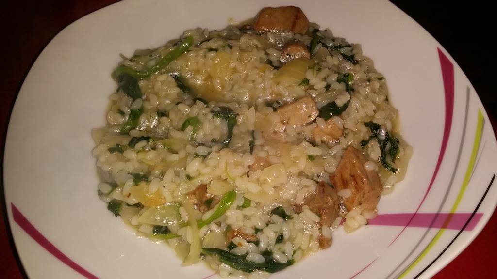 Risotto mit Spinat und Fleisch