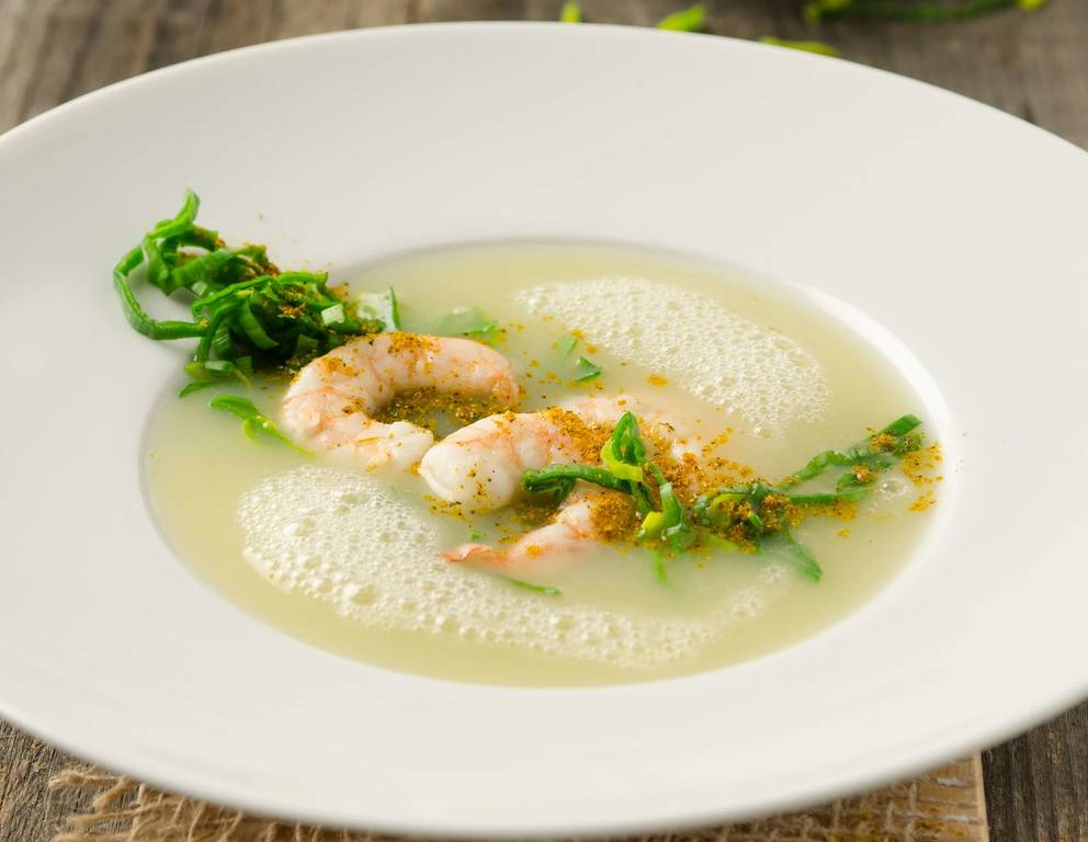 Kartoffelsuppe mit Garnelen Kartoffelsuppe mit Garnelen