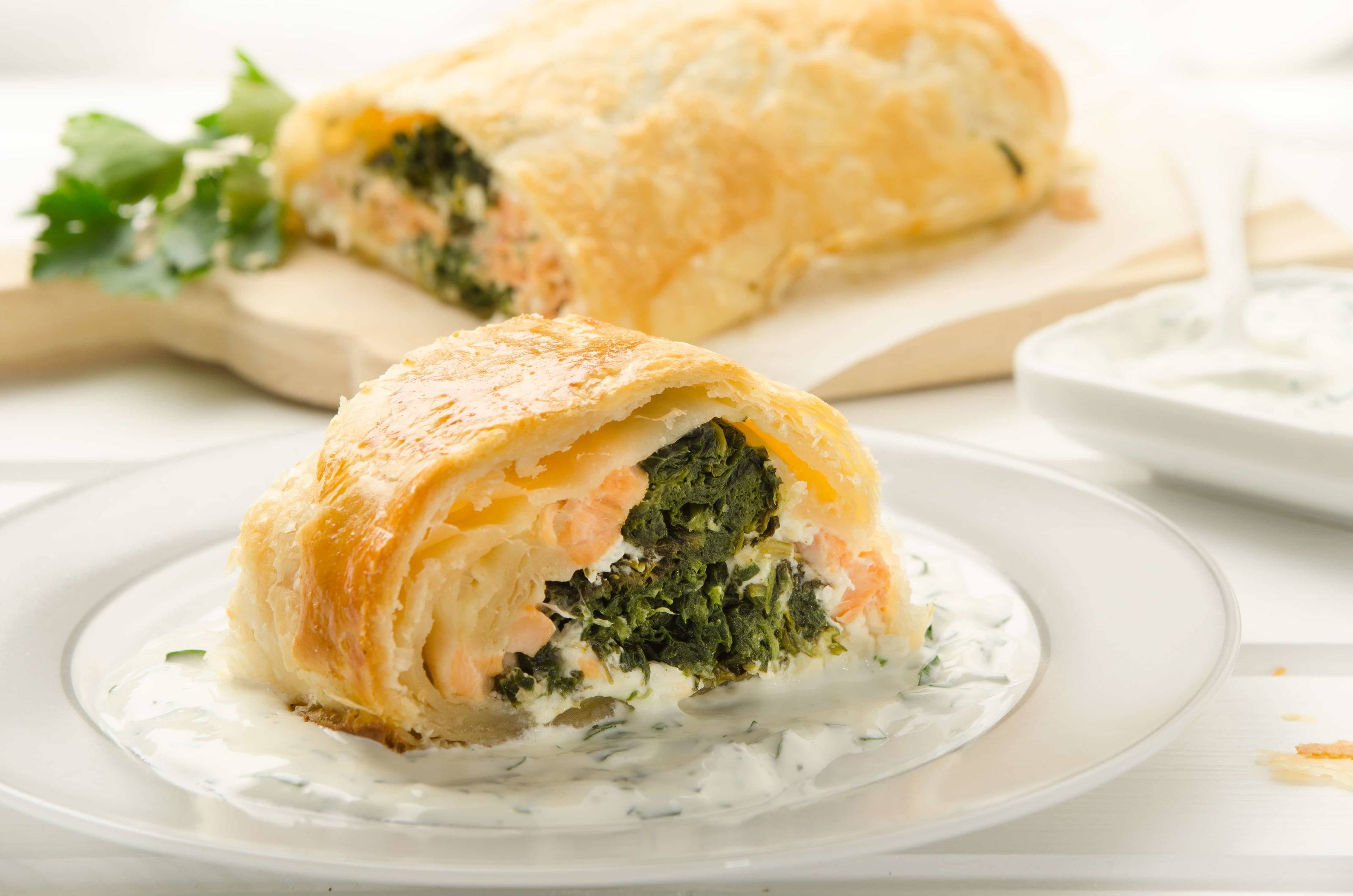 Spinatstrudel mit Lachs