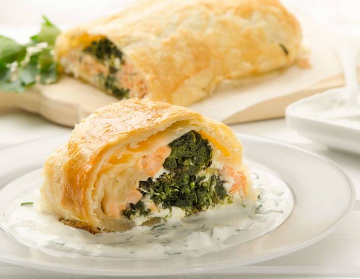 Spinatstrudel mit Lachs