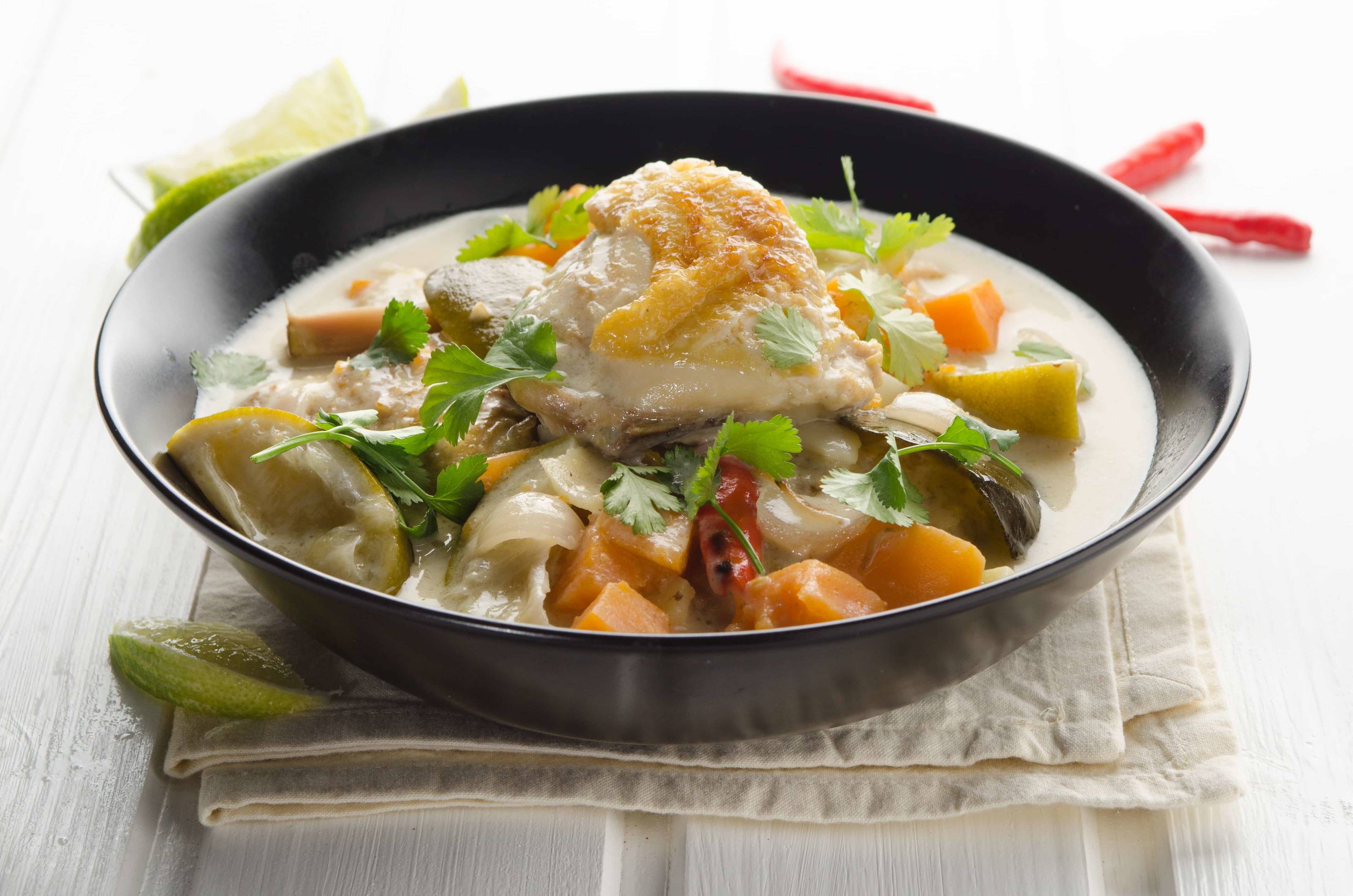 Huhn mit Kokosmilch und Süßkartoffeln Rezept