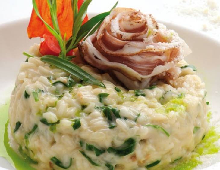 Risotto mit Speck und Erbsen