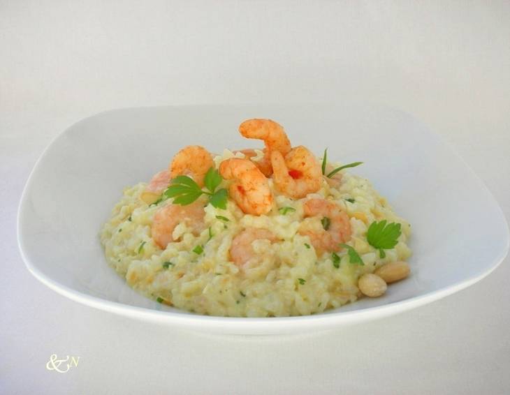 Mandel-Risotto mit Garnelen