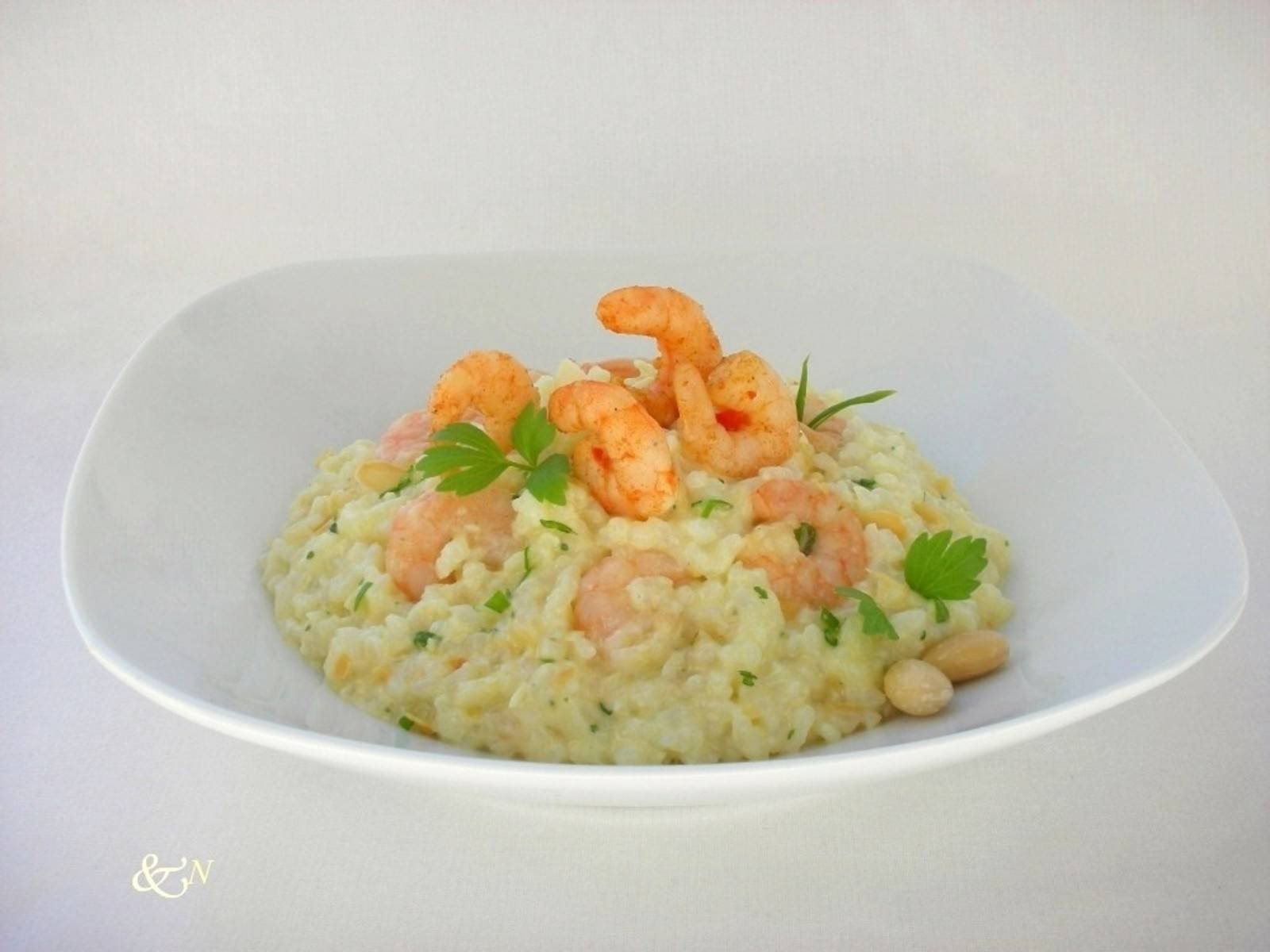 Mandel-Risotto mit Garnelen Rezept - ichkoche.de Mandel-Risotto mit Garnelen Rezept - ichkoche.de