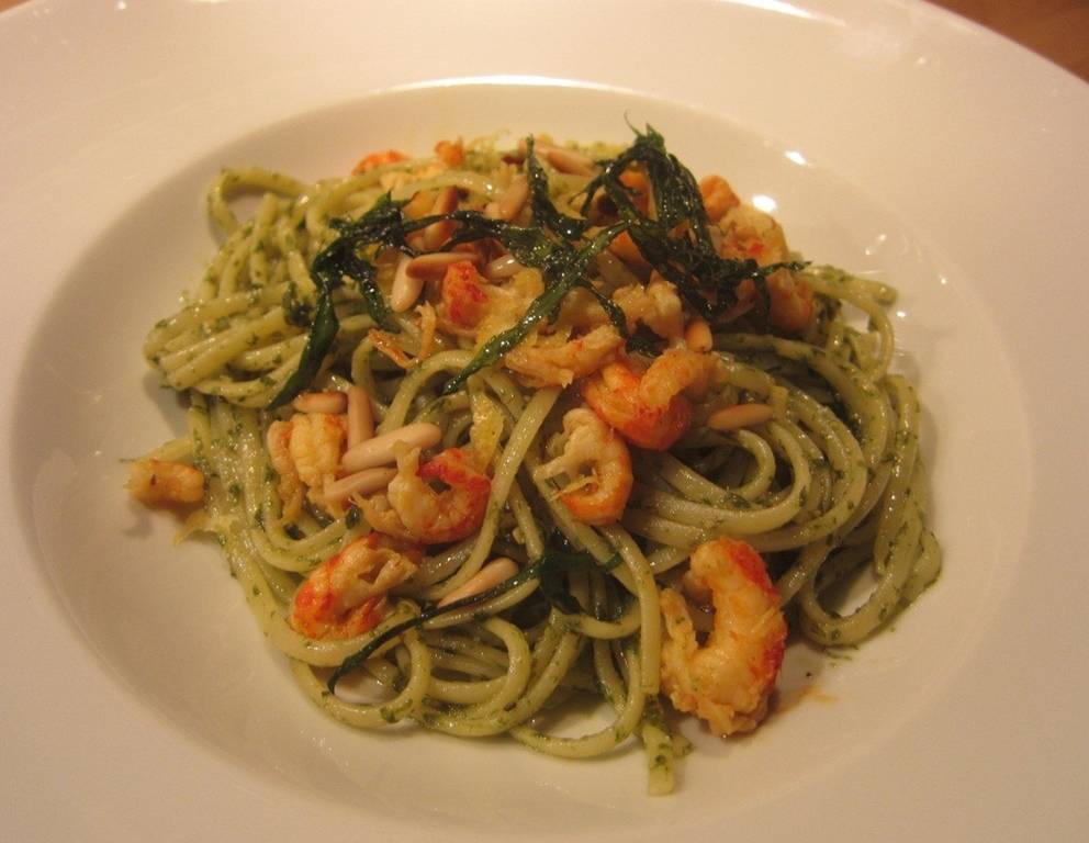 Bärlauchspaghetti mit Flusskrebsen Bärlauchspaghetti mit Flusskrebsen