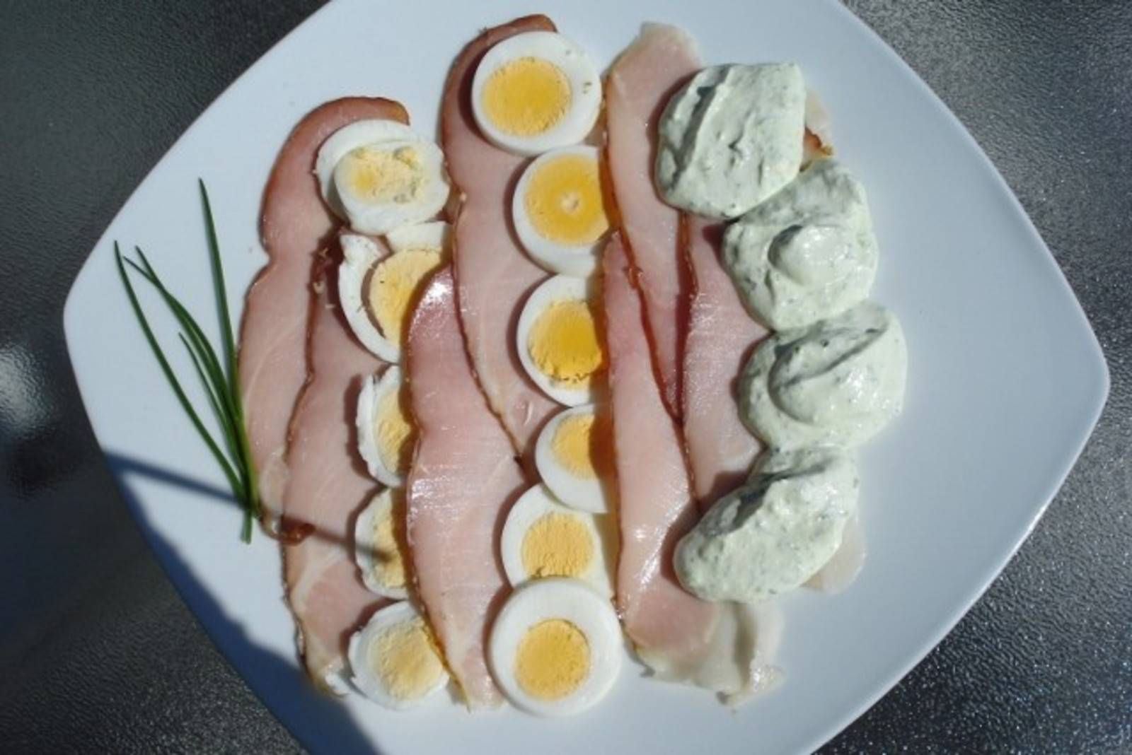 Eier-Schinkenaufschnitt