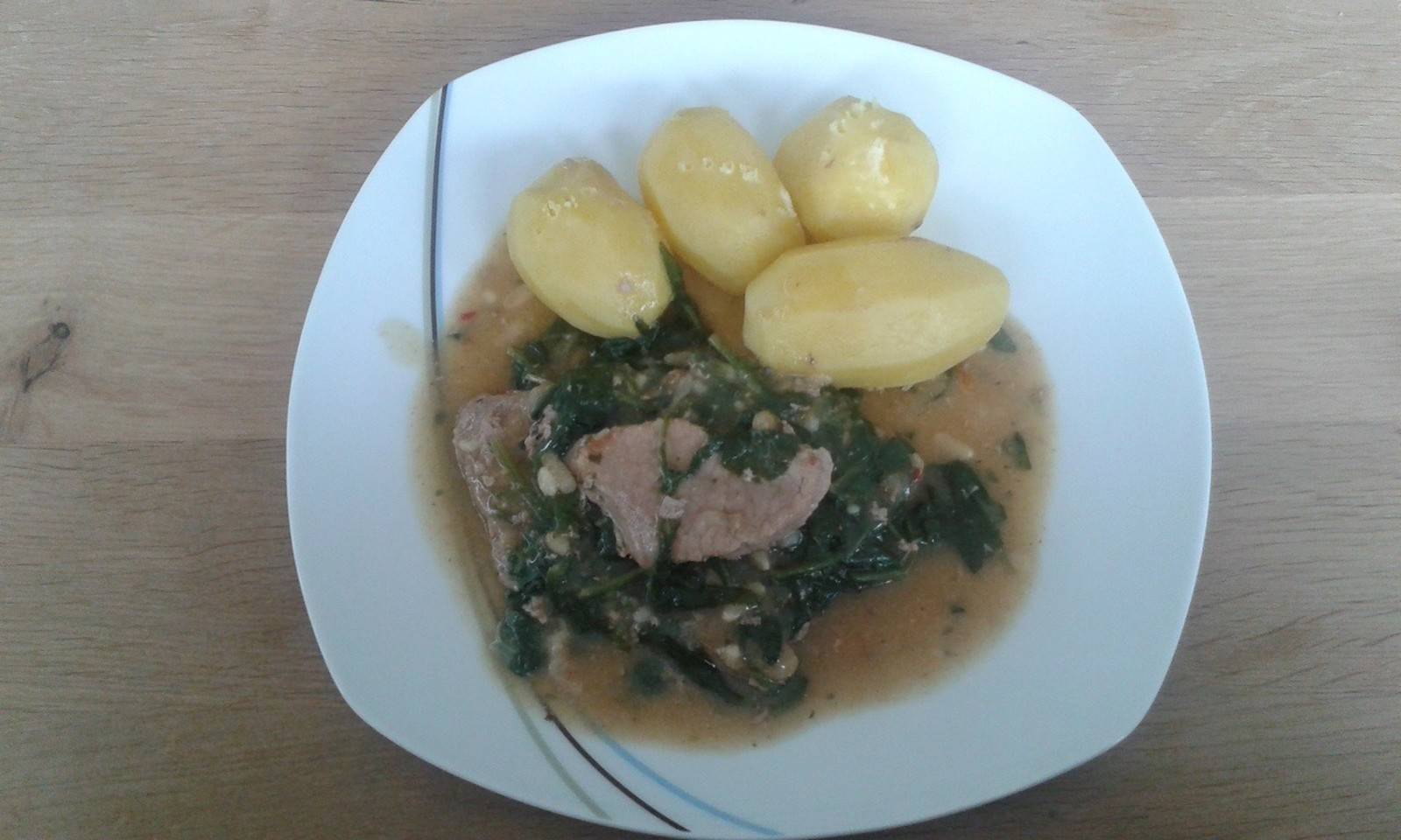 Kalbsschnitzel auf Blattspinat mit Pinienkernen und Kartoffeln Rezept ...