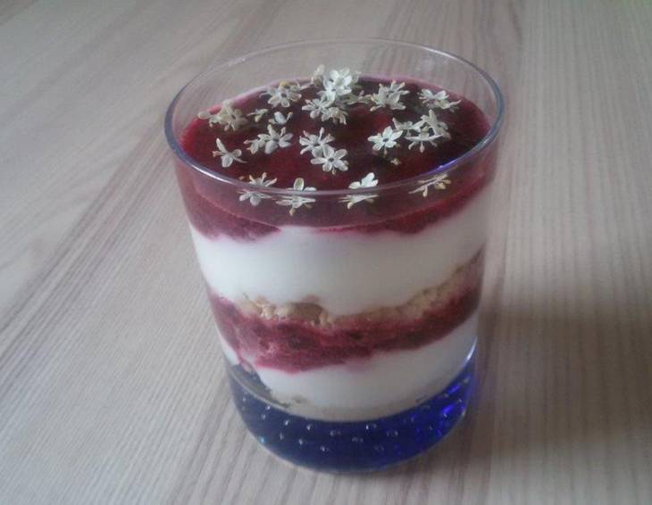 Holunderblütendessert mit Beeren