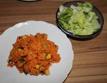 Gemüse-Reisfleisch-Pfanne superschnell