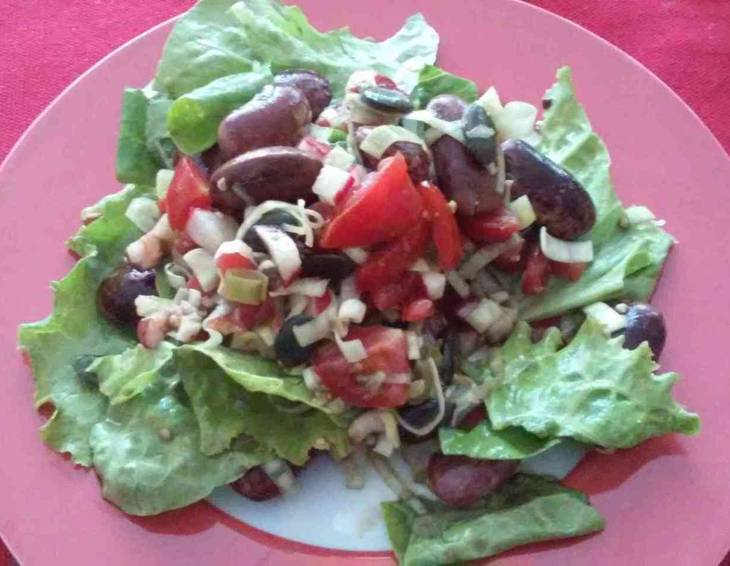 Salat mit Käferbohnen, Tomaten und Radieschen