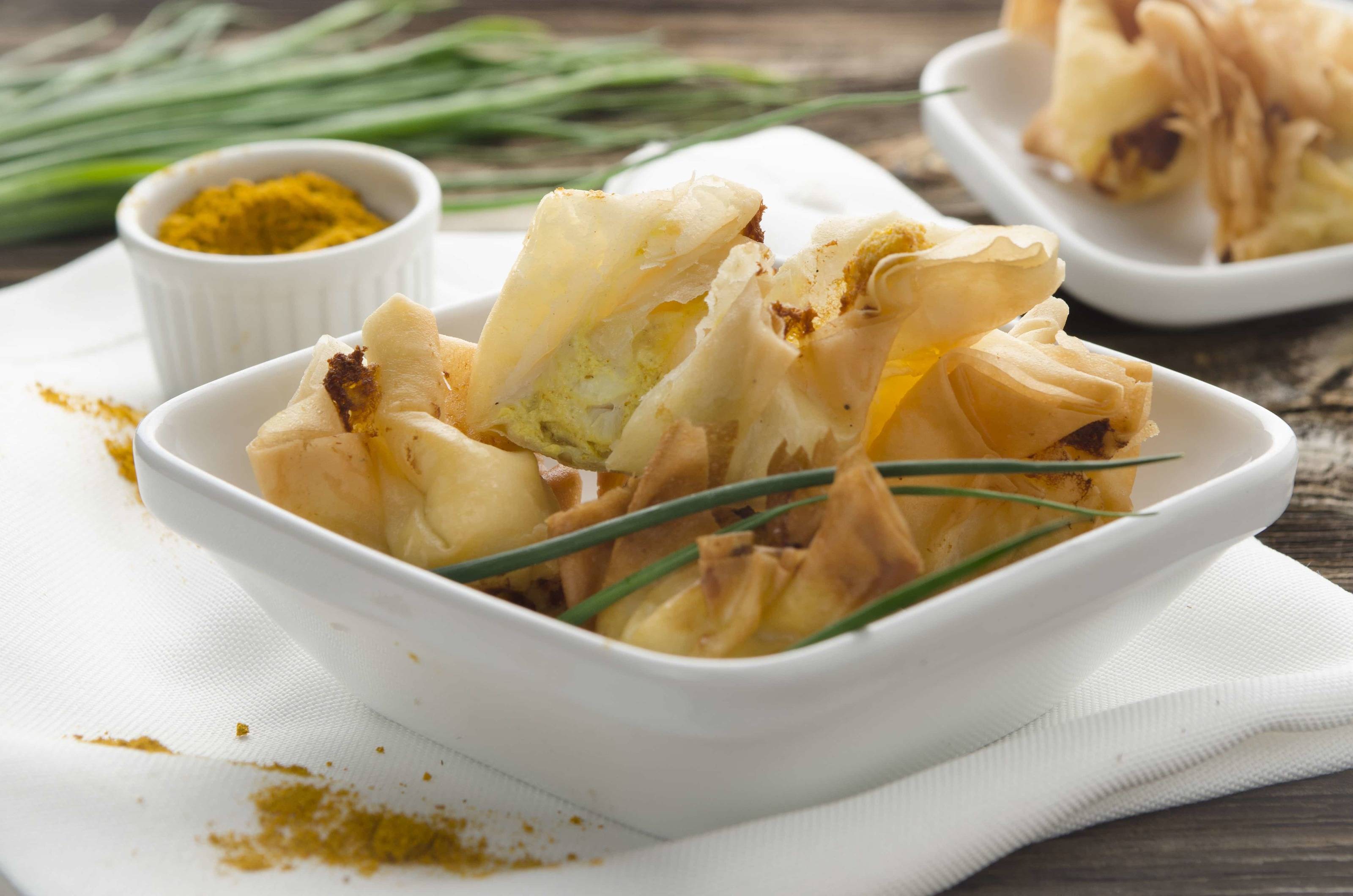 Strudelsäckchen mit Zander, Curry und Ricotta Rezept