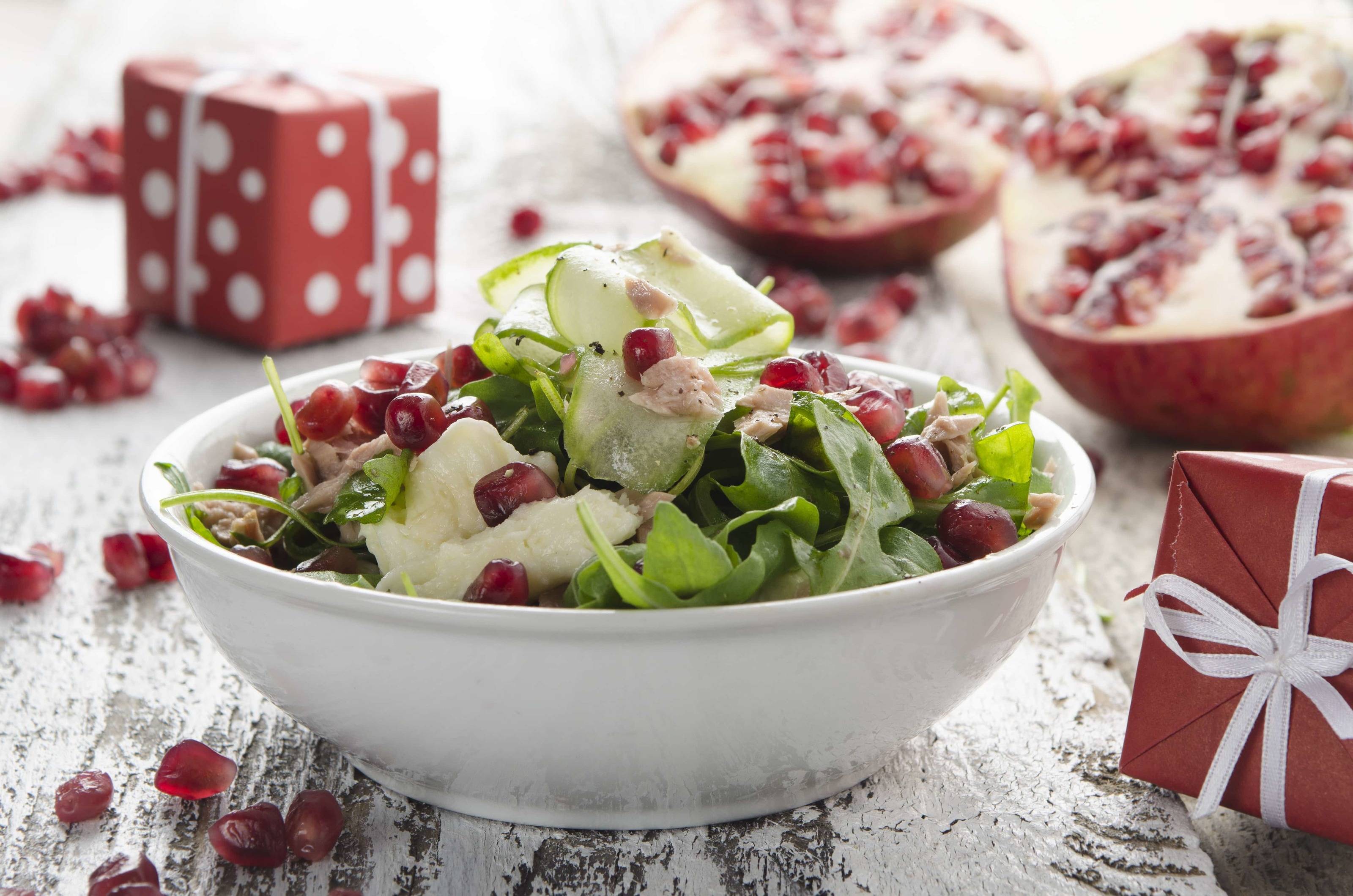 Rucolasalat mit Thunfisch und Granatapfel 
