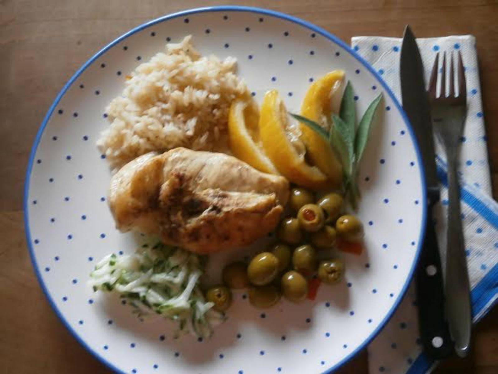 Hendlbrust mit Zitronen und Oliven