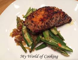 Honig-Grill-Lachs mit Okragemüse Honig-Grill-Lachs mit Okragemüse