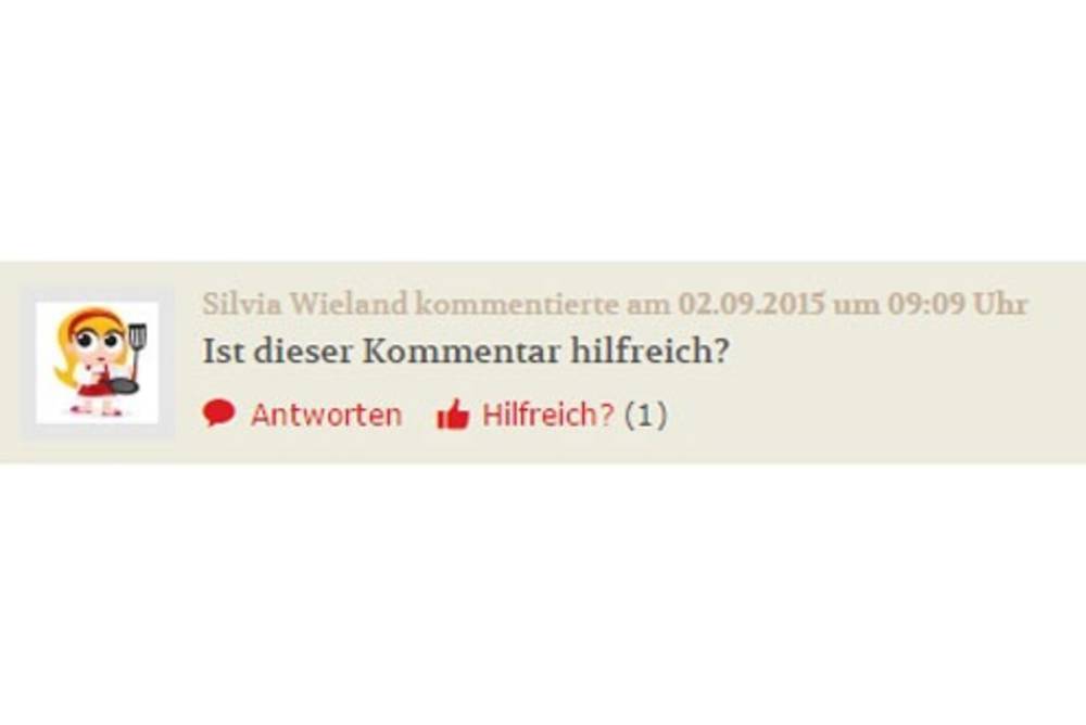 Ist dieser Kommentar hilfreich? Ist dieser Kommentar hilfreich?