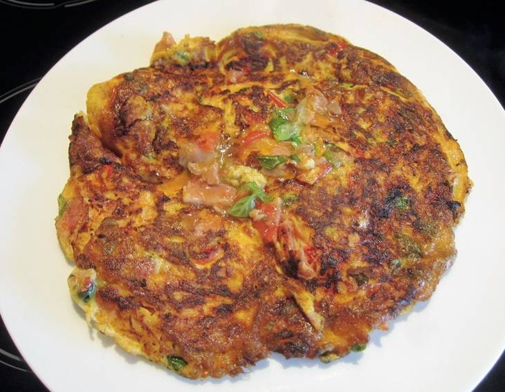 Frittata mit Schinken und Basilikum