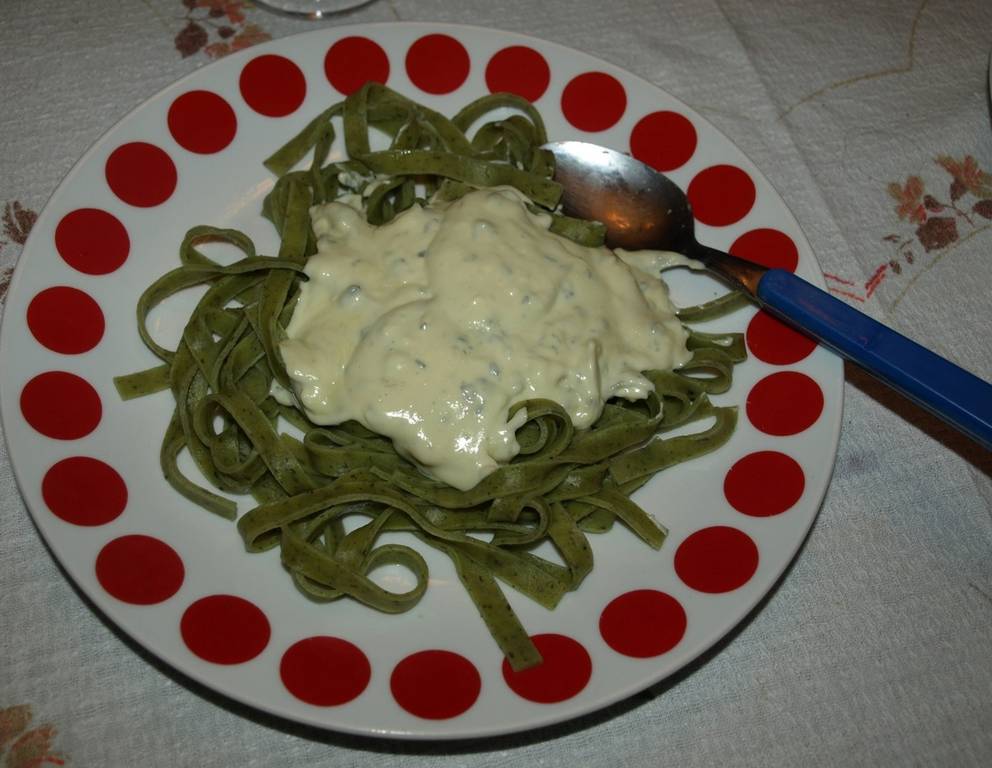 Spinatbandnudeln mit Gorgonzolasoße Spinatbandnudeln mit Gorgonzolasoße