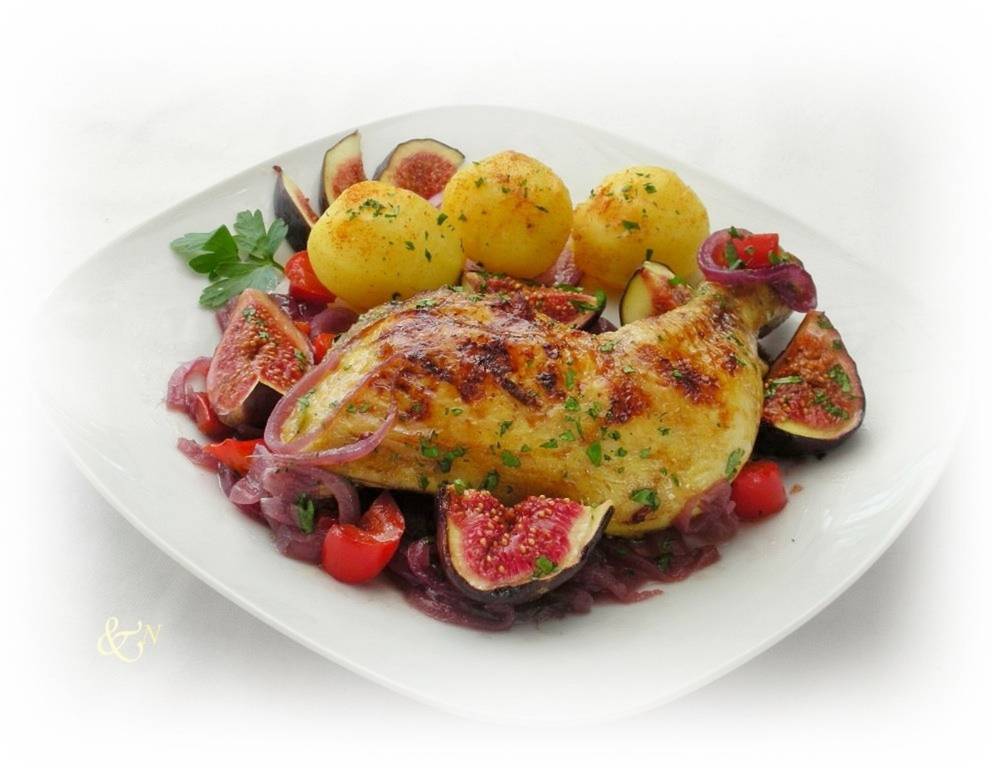 Hühnerkeulen mit Portwein-Feigen Hühnerkeulen mit Portwein-Feigen