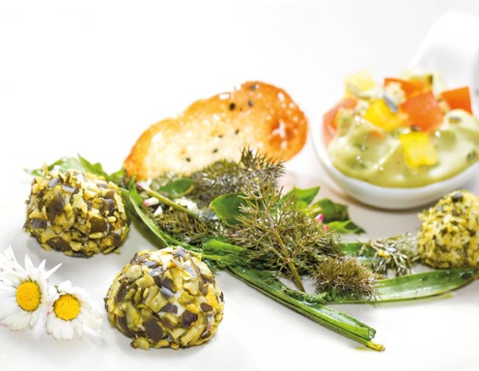 Ziegenkäsepralinen mit Kürbiskernöl-Remoulade Rezept