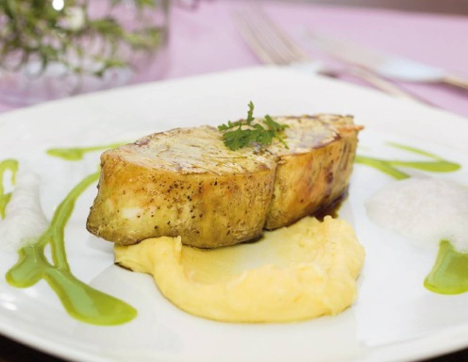 Kürbiskernöl-Butterfisch auf Krenpüree Rezept