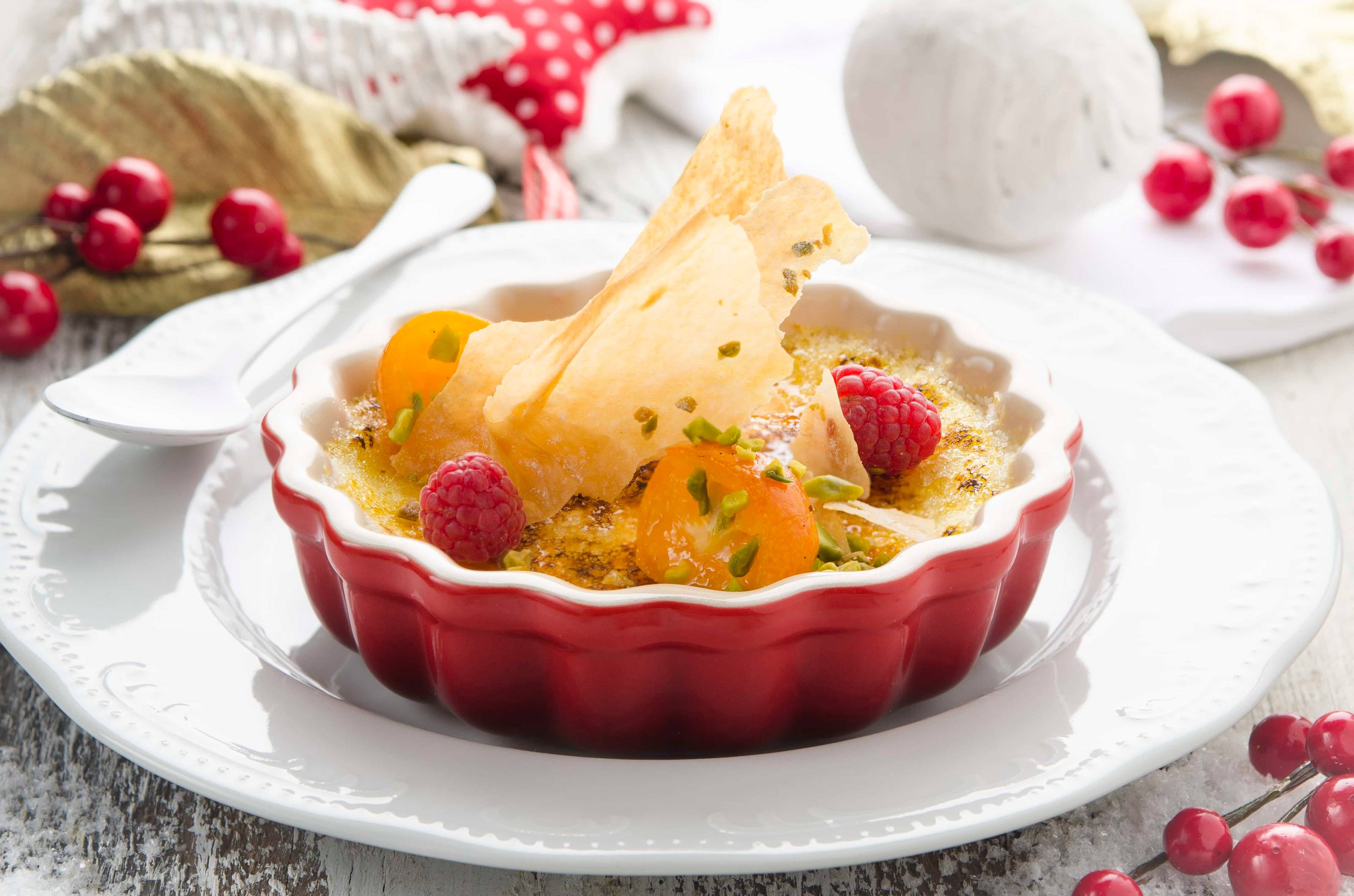 Karamellcreme mit eingelegten Kumquat und Pistazien Rezept