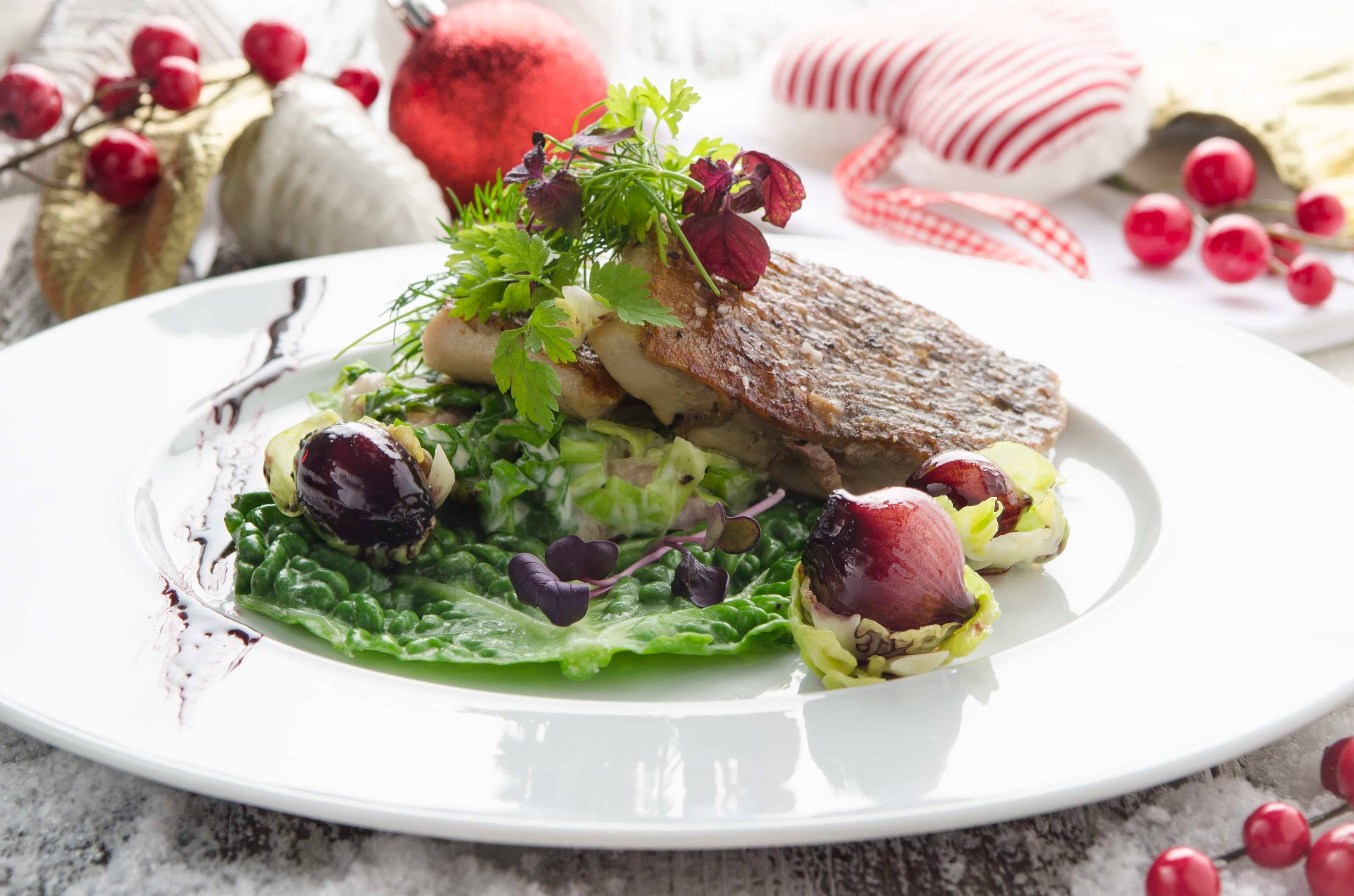 Saiblingsfilet mit Dillgemüse und Rotweinschalotten