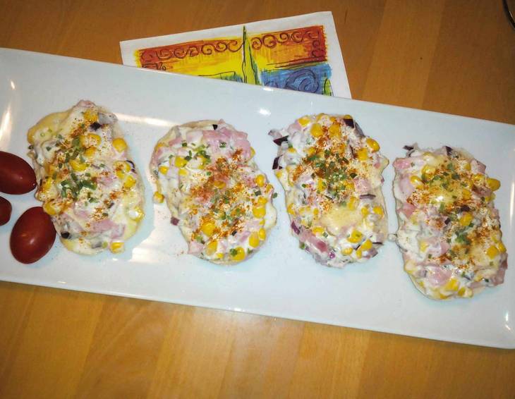 Gebackene Zwiebelbaguettes Gebackene Zwiebelbaguettes