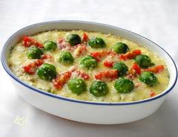 Reisauflauf mit Kohlsprossen Reisauflauf mit Kohlsprossen