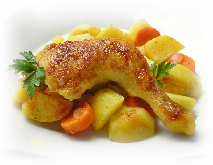 Hühnerkeulenpfanne mit Gemüse Hühnerkeulenpfanne mit Gemüse