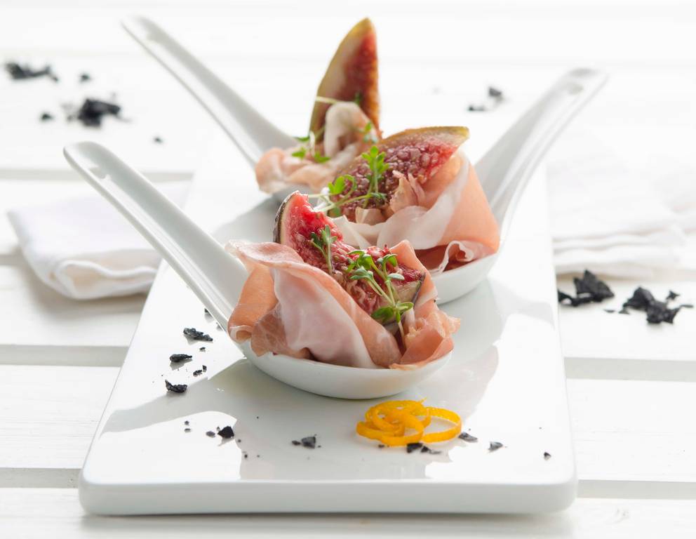 Prosciutto-Feigen mit Erdäpfelcreme Prosciutto-Feigen mit Erdäpfelcreme
