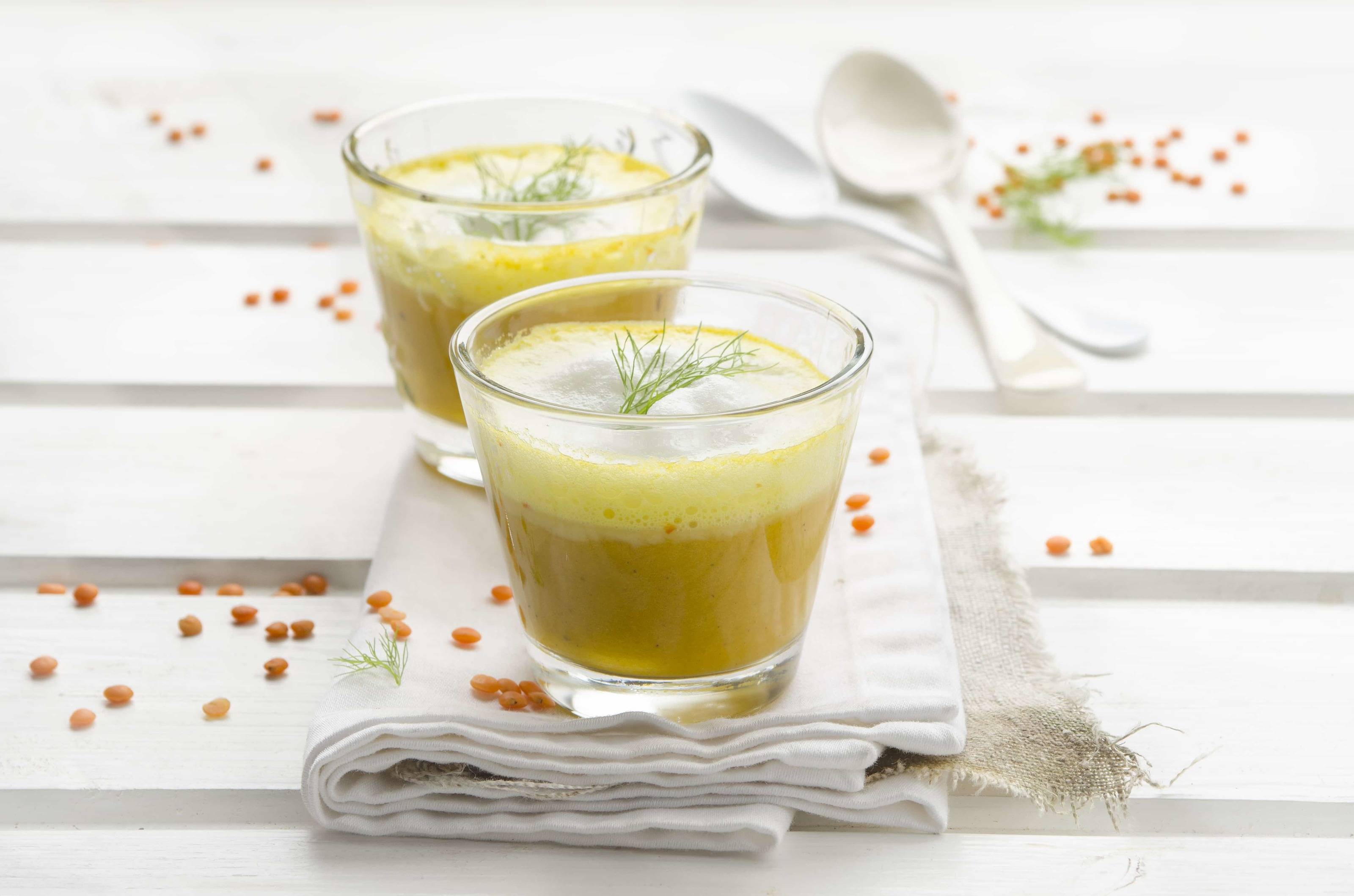 Kürbis-Cappuccino mit roten Linsen Rezept