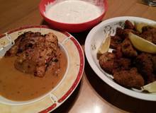 Naturschnitzel mit panierten Champignons Naturschnitzel mit panierten Champignons