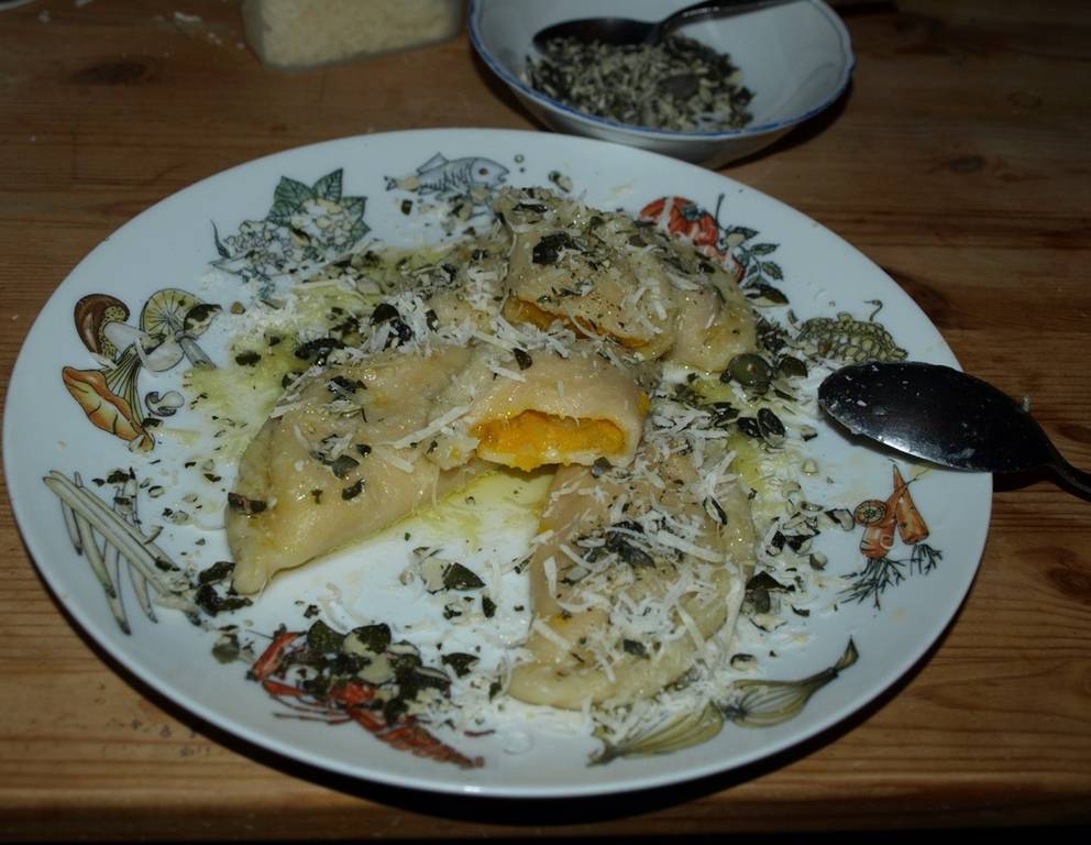 Kasnudeln mit Kürbisfülle Kasnudeln mit Kürbisfülle