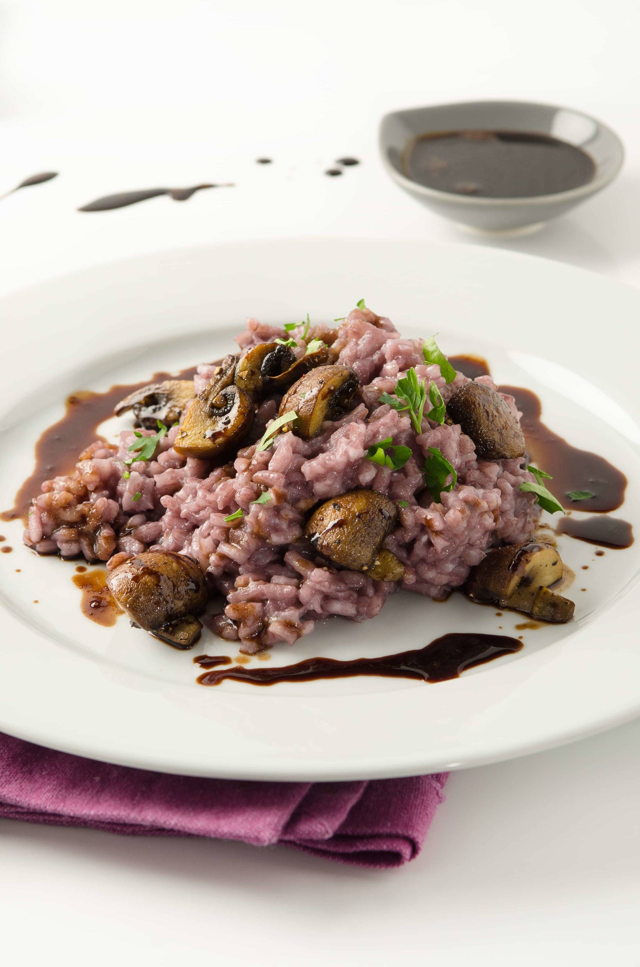 Champignon-Risotto mit Rotwein