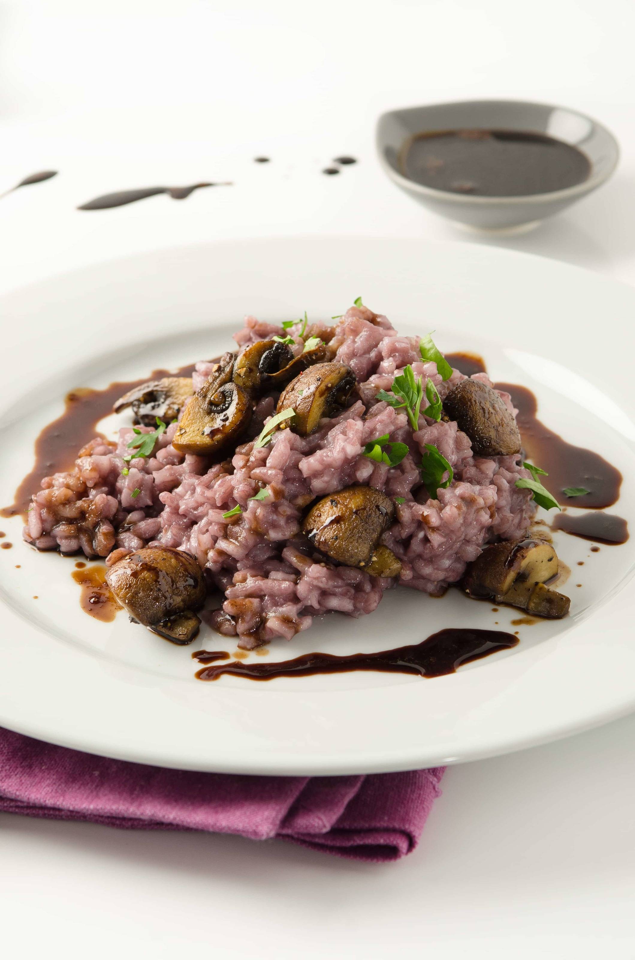 Champignon-Risotto mit Rotwein Rezept