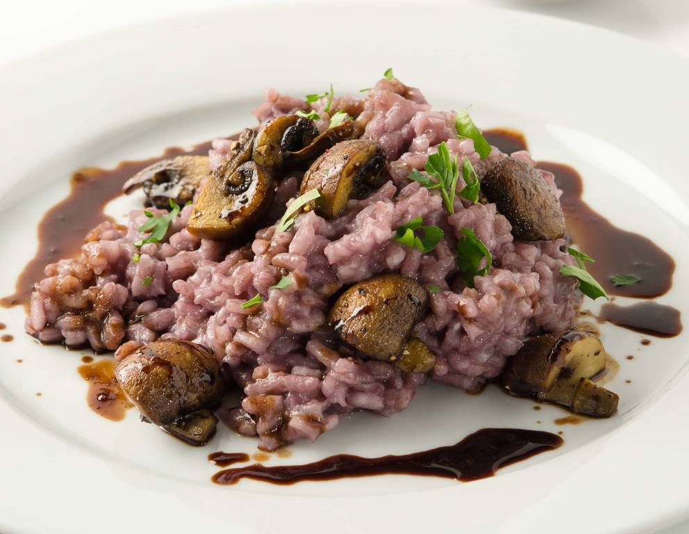 Champignon-Risotto mit Rotwein Champignon-Risotto mit Rotwein