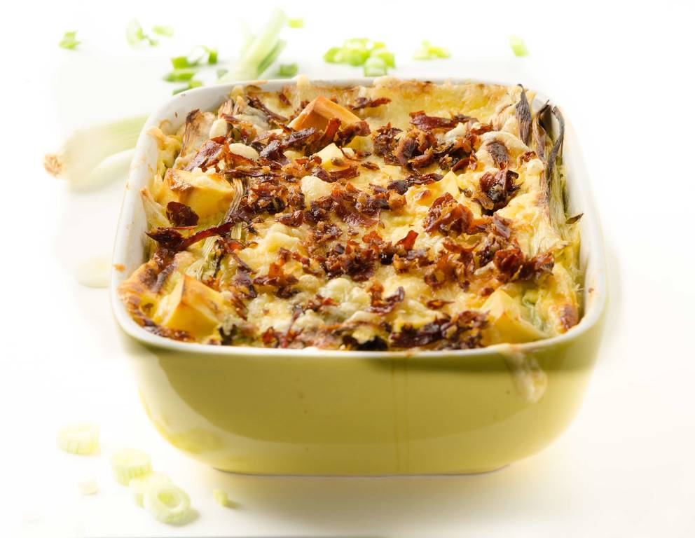 Kartoffel-Lauch-Auflauf mit Faschiertem Kartoffel-Lauch-Auflauf mit Faschiertem